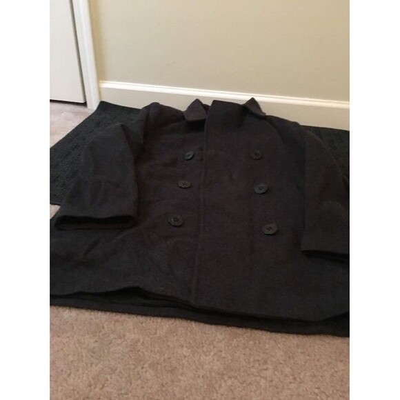 Talbots Women's Button-Front Wool Coat Jacket Collared Size 12 Grayish Black - Picture 1 of 6